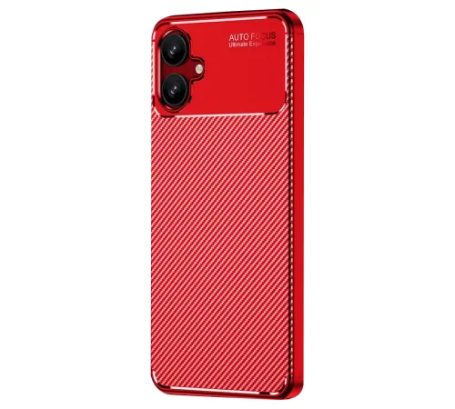 Samsung Galaxy A06 Kılıf Auto Focus Karbon Kapak - Kırmızı