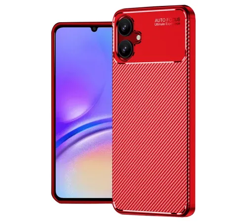 Samsung Galaxy A06 Kılıf Auto Focus Karbon Kapak - Kırmızı