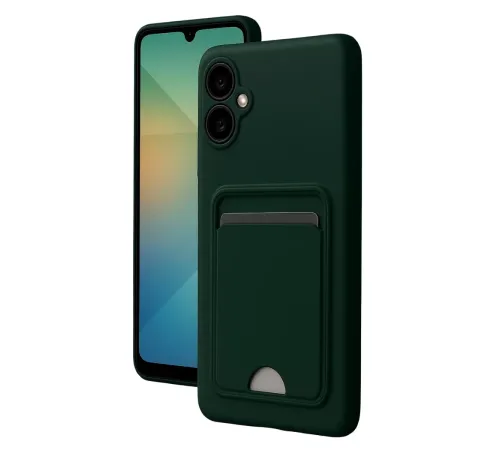 Samsung Galaxy A06 Kılıf Kelvin Kartvizitli Silikon - Koyu Yeşil