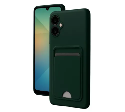 Samsung Galaxy A06 Kılıf Kelvin Kartvizitli Silikon - Koyu Yeşil
