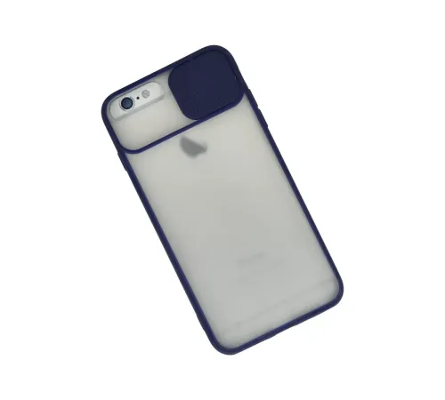 Apple iPhone 6 Plus Kılıf Palm Buzlu Kamera Sürgülü Silikon - Lacivert