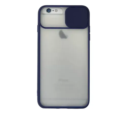 Apple iPhone 6 Plus Kılıf Palm Buzlu Kamera Sürgülü Silikon - Lacivert
