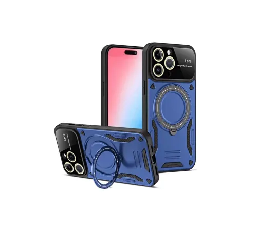 Apple iPhone 15 Pro Joy Lens Standlı Kapak - Lacivert