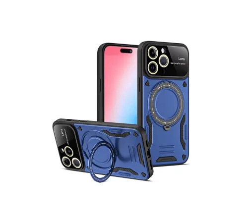 Apple iPhone 15 Pro Joy Lens Standlı Kapak - Lacivert