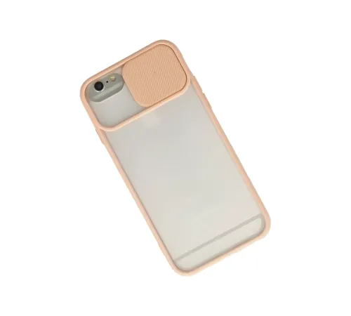 Apple iPhone 6 Plus Kılıf Palm Buzlu Kamera Sürgülü Silikon - Pembe