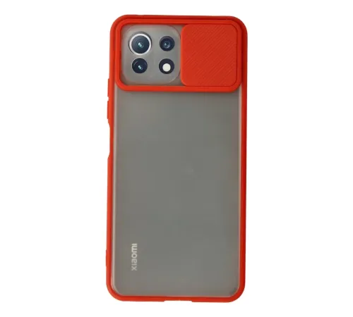 Xiaomi Mİ 11 Lite Kılıf Palm Buzlu Kamera Sürgülü Silikon - Kırmızı