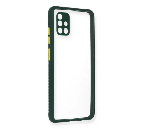 Samsung Galaxy A71 Kılıf Miami Şeffaf Silikon - Koyu Yeşil