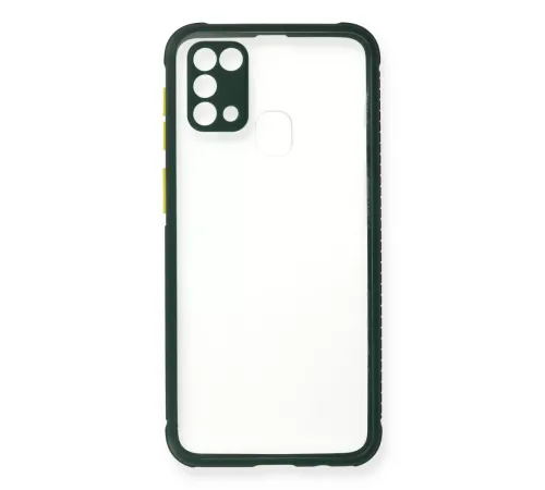 Samsung Galaxy M31 Kılıf Miami Şeffaf Silikon - Koyu Yeşil