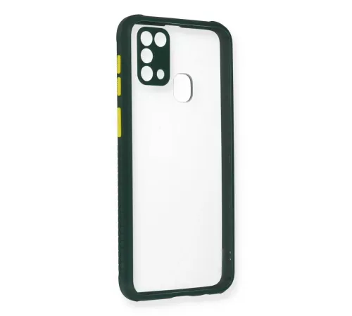 Samsung Galaxy M31 Kılıf Miami Şeffaf Silikon - Koyu Yeşil