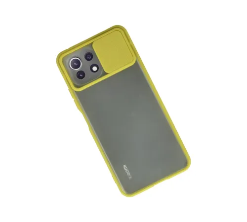 Xiaomi Mİ 11 Lite Kılıf Palm Buzlu Kamera Sürgülü Silikon - Sarı