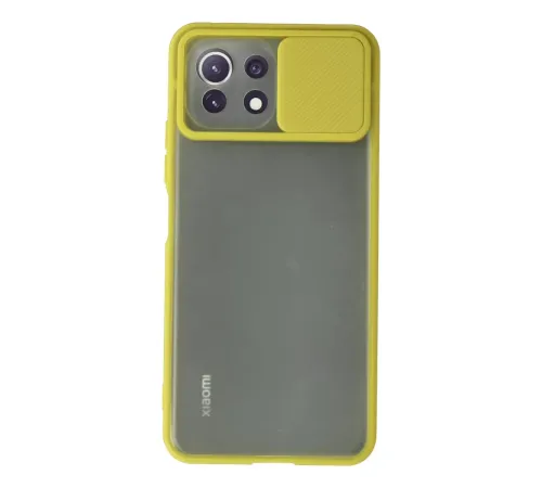 Xiaomi Mİ 11 Lite Kılıf Palm Buzlu Kamera Sürgülü Silikon - Sarı