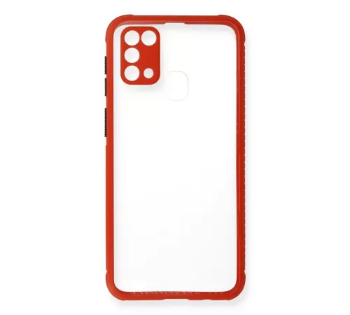 Samsung Galaxy M31 Kılıf Miami Şeffaf Silikon - Kırmızı