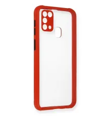 Samsung Galaxy M31 Kılıf Miami Şeffaf Silikon - Kırmızı