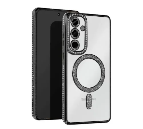 Samsung Galaxy S25 Kılıf Joke Simli Magneticsafe Kılıf - Siyah