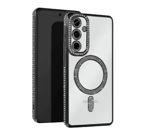Samsung Galaxy S25 Kılıf Joke Simli Magneticsafe Kılıf - Siyah
