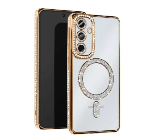 Samsung Galaxy S25 Kılıf Joke Simli Magneticsafe Kılıf - Gold