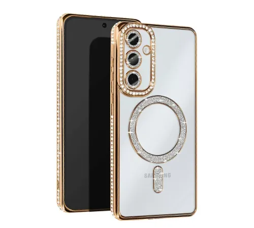 Samsung Galaxy S25 Kılıf Joke Simli Magneticsafe Kılıf - Gold