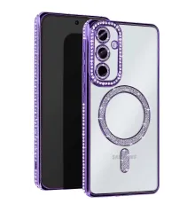 Samsung Galaxy S25 Kılıf Joke Simli Magneticsafe Kılıf - Derin Mor
