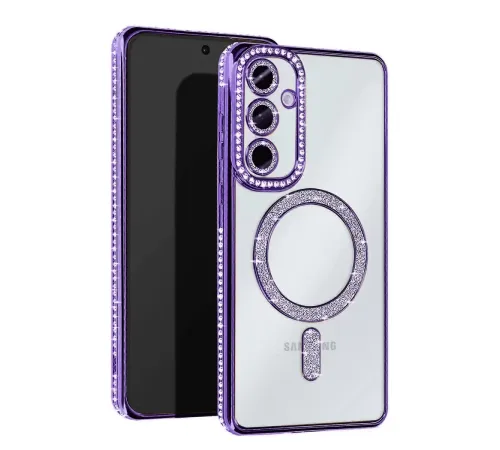 Samsung Galaxy S25 Kılıf Joke Simli Magneticsafe Kılıf - Derin Mor