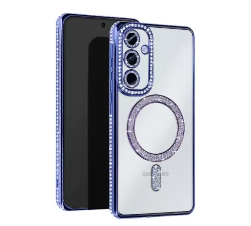 Samsung Galaxy S25 Kılıf Joke Simli Magneticsafe Kılıf - Mavi