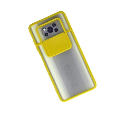 Xiaomi Pocophone X3 Kılıf Palm Buzlu Kamera Sürgülü Silikon - Sarı