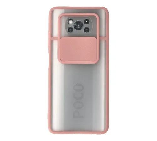 Xiaomi Pocophone X3 Kılıf Palm Buzlu Kamera Sürgülü Silikon - Pembe