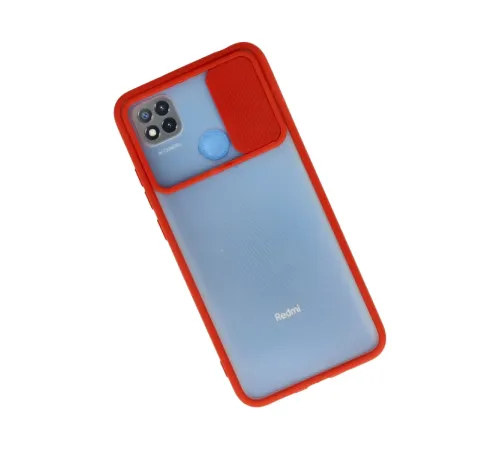 Xiaomi Redmi 9C Kılıf Palm Buzlu Kamera Sürgülü Silikon - Kırmızı