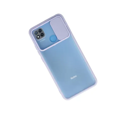 Xiaomi Redmi 9C Kılıf Palm Buzlu Kamera Sürgülü Silikon - Lila