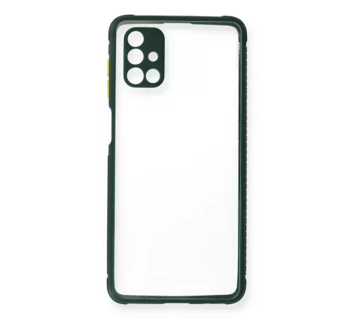 Samsung Galaxy M51 Kılıf Miami Şeffaf Silikon - Koyu Yeşil