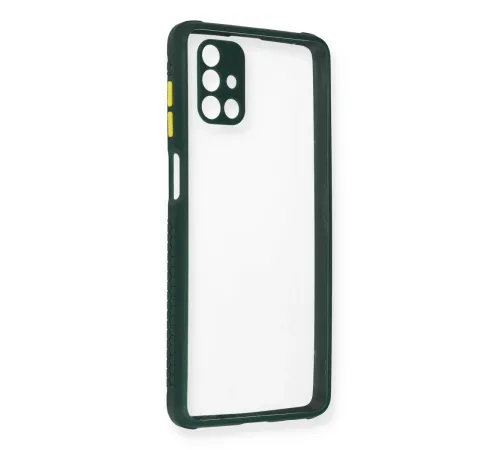 Samsung Galaxy M51 Kılıf Miami Şeffaf Silikon - Koyu Yeşil