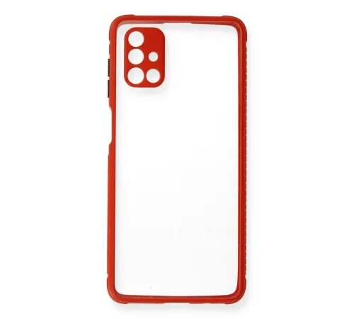 Samsung Galaxy M51 Kılıf Miami Şeffaf Silikon - Kırmızı