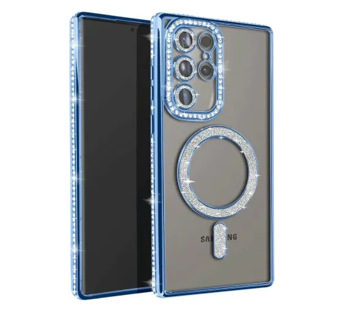 Samsung Galaxy S25 Ultra Kılıf Joke Simli Magneticsafe Kılıf - Mavi
