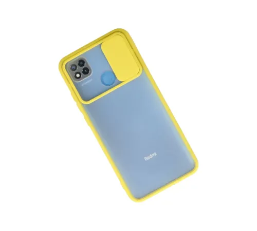 Xiaomi Redmi 9C Kılıf Palm Buzlu Kamera Sürgülü Silikon - Sarı