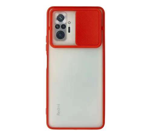Xiaomi Redmi Note 10 Pro Kılıf Palm Buzlu Kamera Sürgülü Silikon - Kırmızı