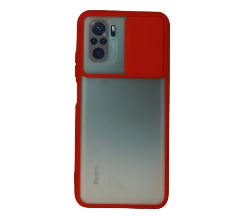 Xiaomi Redmi Note 10 Kılıf Palm Buzlu Kamera Sürgülü Silikon - Kırmızı