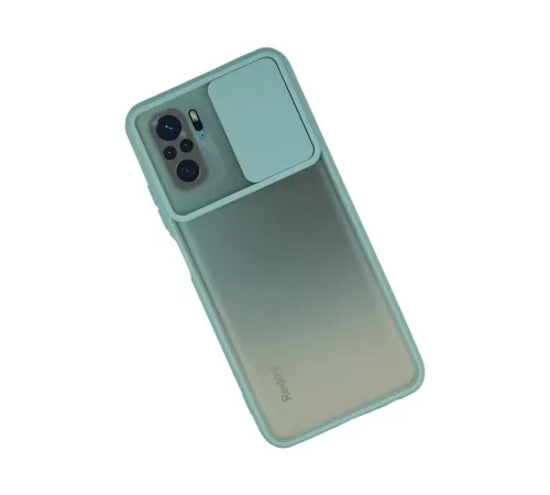 Xiaomi Redmi Note 10 Kılıf Palm Buzlu Kamera Sürgülü Silikon - Turkuaz