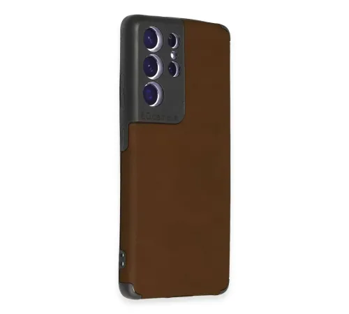Samsung Galaxy S21 Ultra Kılıf Loop Deri Silikon - Kahverengi