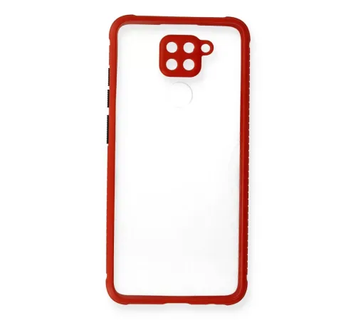 Xiaomi Redmi Note 9 Kılıf Miami Şeffaf Silikon - Kırmızı