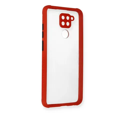 Xiaomi Redmi Note 9 Kılıf Miami Şeffaf Silikon - Kırmızı