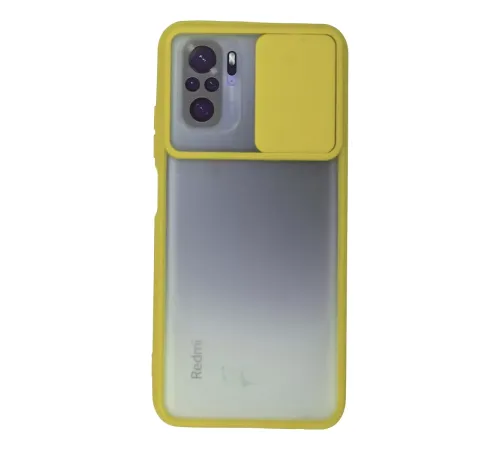 Xiaomi Redmi Note 10 Kılıf Palm Buzlu Kamera Sürgülü Silikon - Sarı