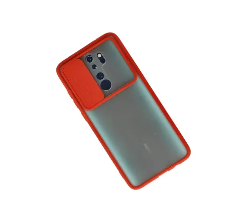 Xiaomi Redmi Note 8 Pro Kılıf Palm Buzlu Kamera Sürgülü Silikon - Kırmızı