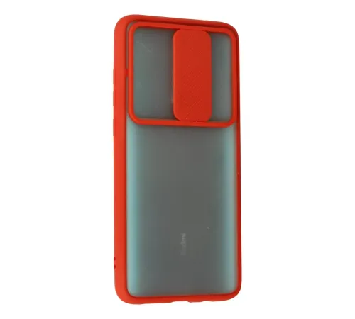 Xiaomi Redmi Note 8 Pro Kılıf Palm Buzlu Kamera Sürgülü Silikon - Kırmızı