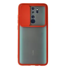 Xiaomi Redmi Note 8 Pro Kılıf Palm Buzlu Kamera Sürgülü Silikon - Kırmızı