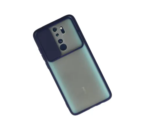 Xiaomi Redmi Note 8 Pro Kılıf Palm Buzlu Kamera Sürgülü Silikon - Lacivert