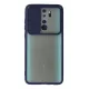 Xiaomi Redmi Note 8 Pro Kılıf Palm Buzlu Kamera Sürgülü Silikon - Lacivert