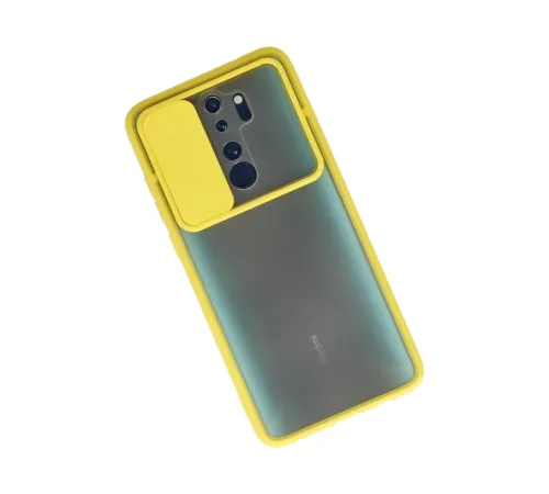 Xiaomi Redmi Note 8 Pro Kılıf Palm Buzlu Kamera Sürgülü Silikon - Sarı