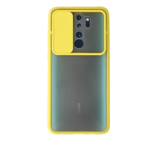 Xiaomi Redmi Note 8 Pro Kılıf Palm Buzlu Kamera Sürgülü Silikon - Sarı
