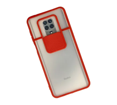 Xiaomi Redmi Note 9 Pro Kılıf Palm Buzlu Kamera Sürgülü Silikon - Kırmızı