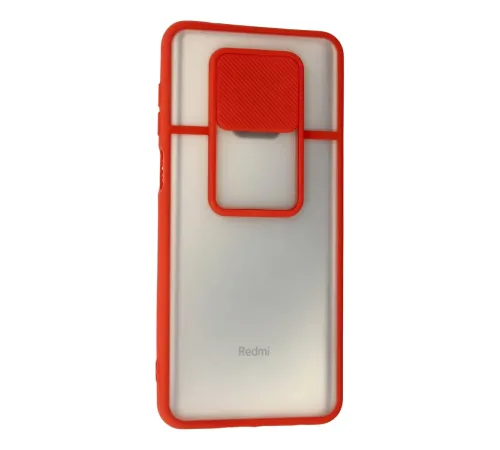 Xiaomi Redmi Note 9 Pro Kılıf Palm Buzlu Kamera Sürgülü Silikon - Kırmızı