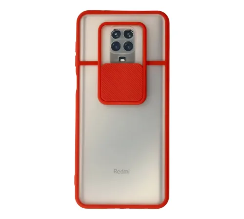 Xiaomi Redmi Note 9 Pro Kılıf Palm Buzlu Kamera Sürgülü Silikon - Kırmızı